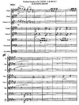 Schubert Symphony No. 7 Sketch